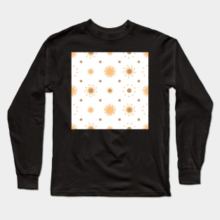 Suns and Dots Pale Orange on White Repeat 5748 Long Sleeve T-Shirt